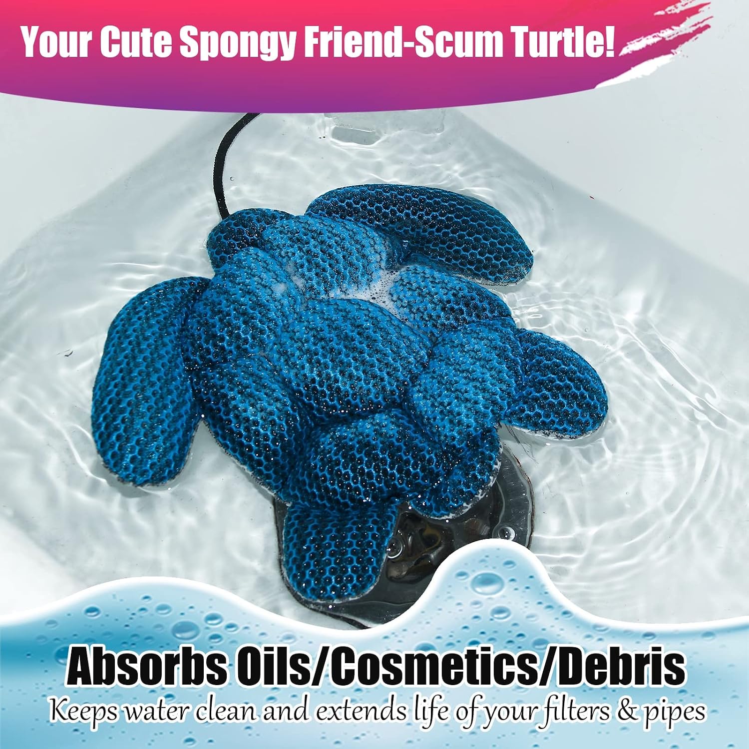 Thumbnail 4 de ANSLCA Scum Turtle-1 Hot Tub Scum Absorbers, 3D Honeycomb, Reusable 2-Pack