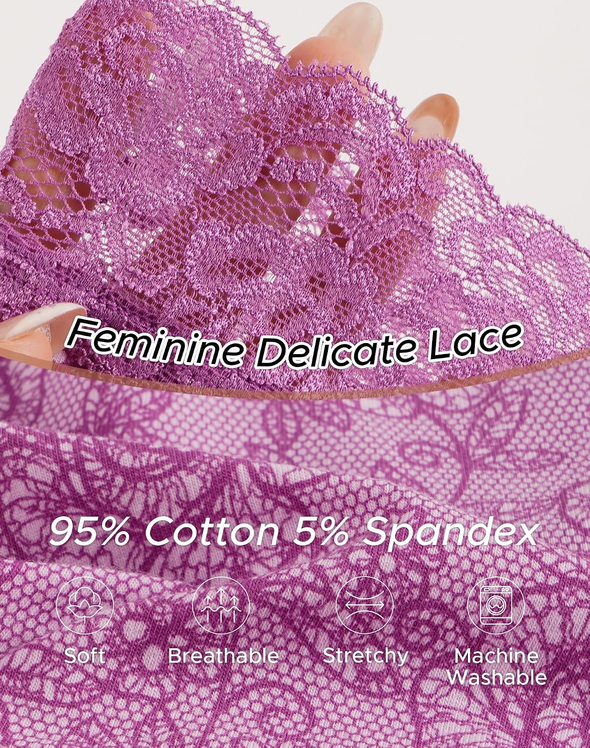 Thumbnail 4 de INNERSY Boxer Shorts Women Cotton Lace Pack 3