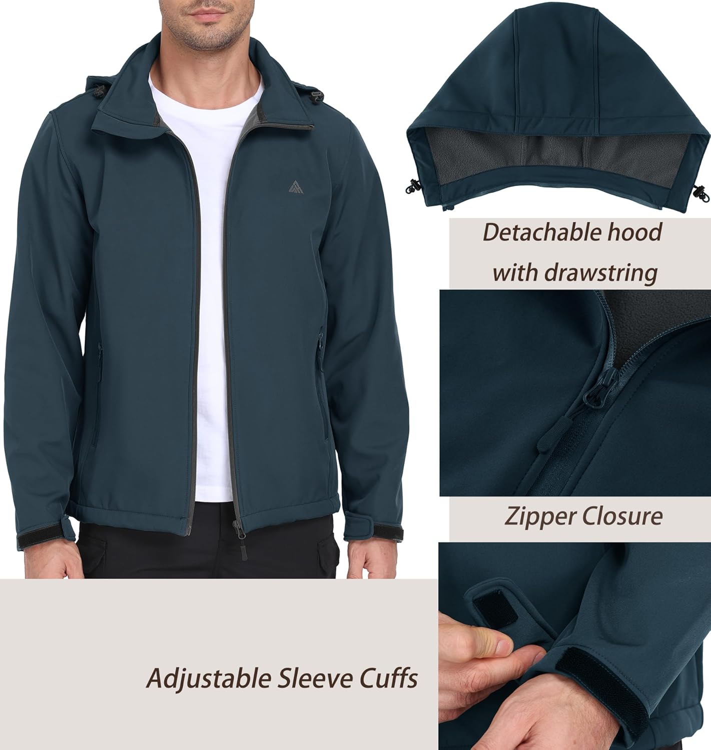 Detalle de ZITY Veste de Randonnée Homme: polaire et softshell imperméable avec capuche