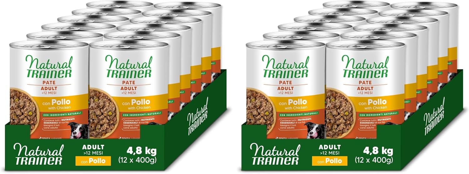 Detalle de Trainer Natural Medium-Maxi Cibo Umido per Cani Adulti – Paté al Vitello (12 x 400 g)