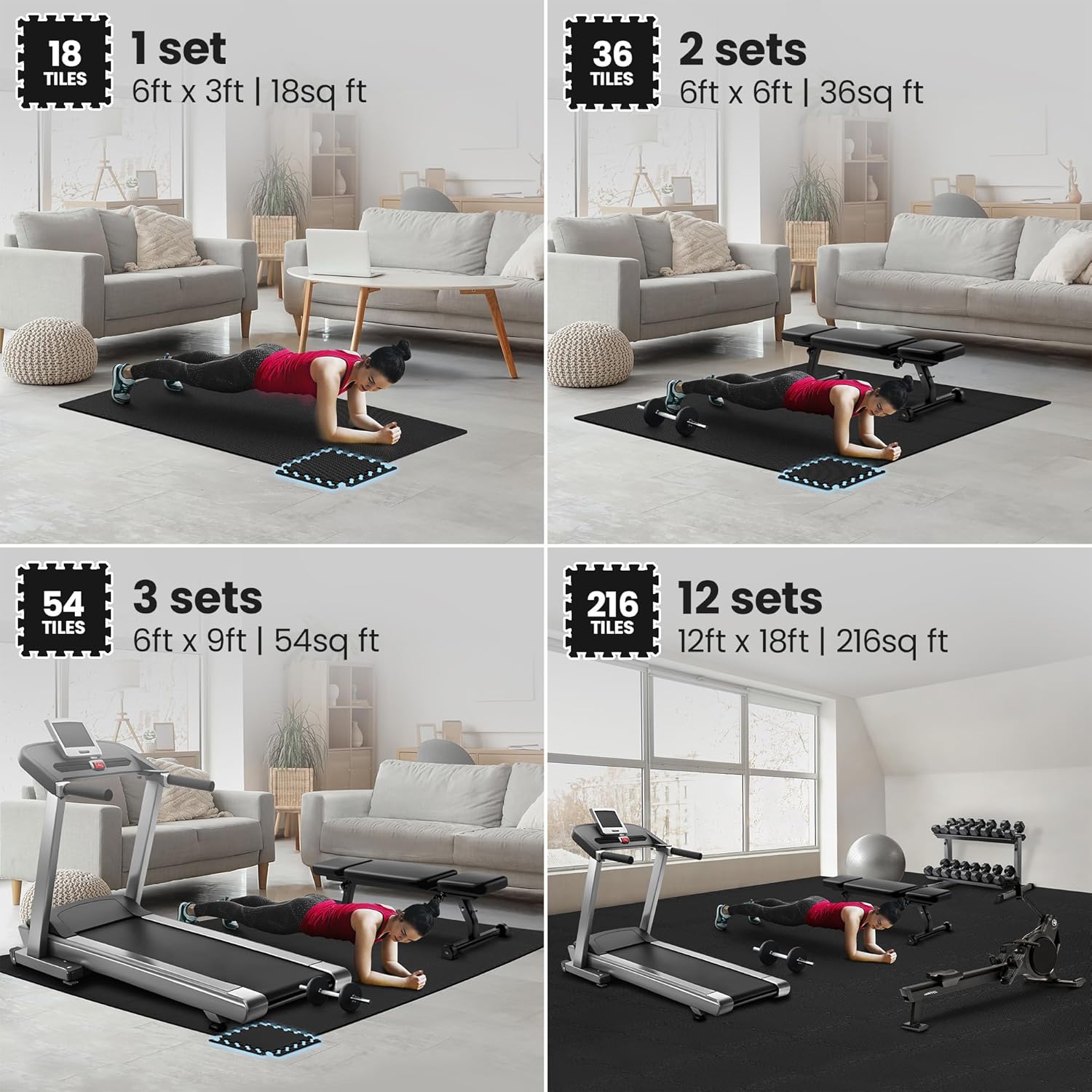 Detalle de bemaxx Gym Mat Set, 18 pcs EVA Foam, 18 sq ft 🏋