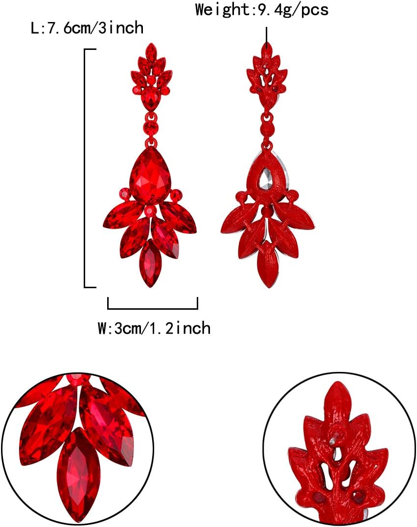 Detalle de EVER FAITH Boucles d'Oreilles Pendant Femme - Goutte d'Eau en Cristal Autrichien