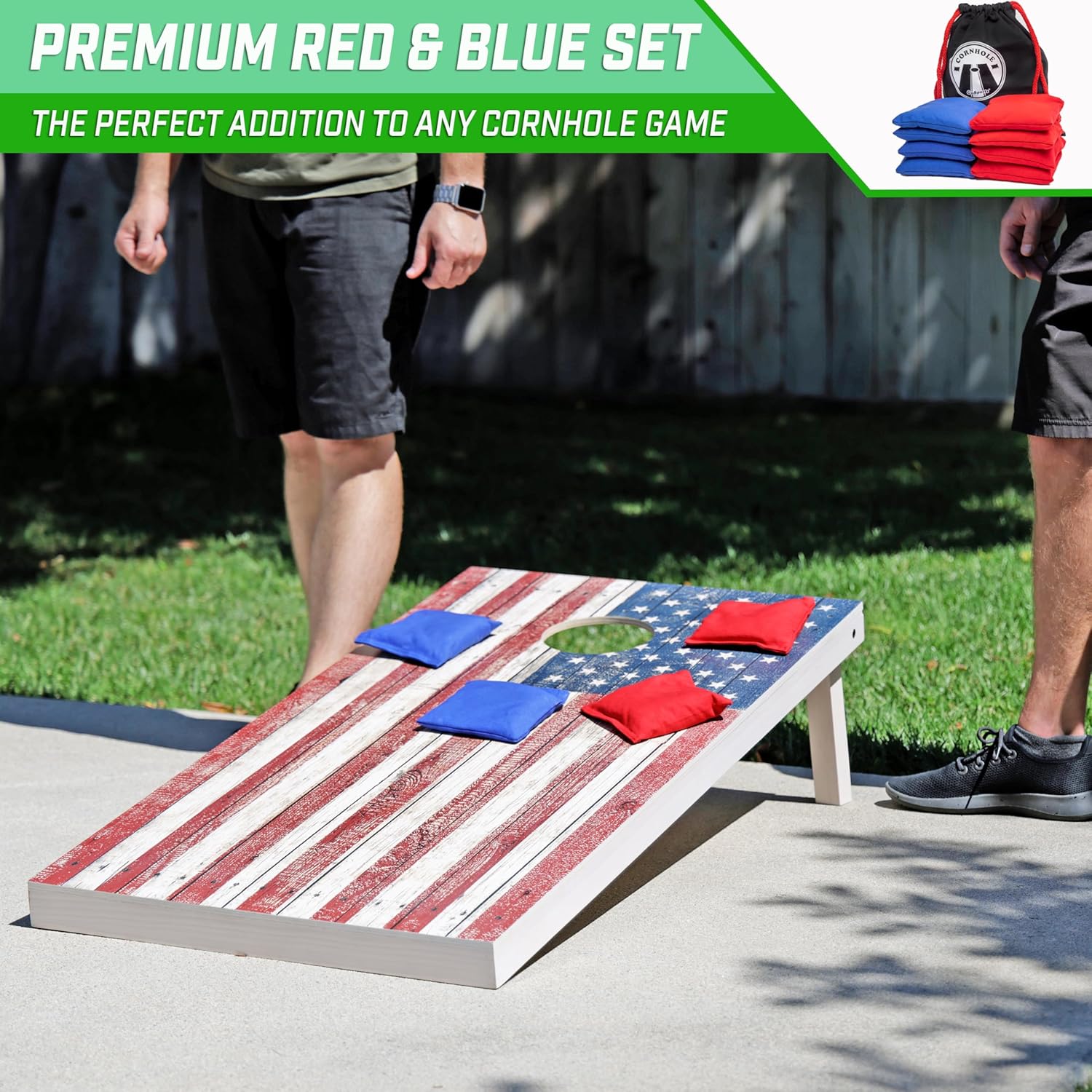 Thumbnail 4 de GoSports Lot de 8 Sacs poires de Cornhole – Étoiles et Rayures ou Rouge et Bleu – Ensemble officiel