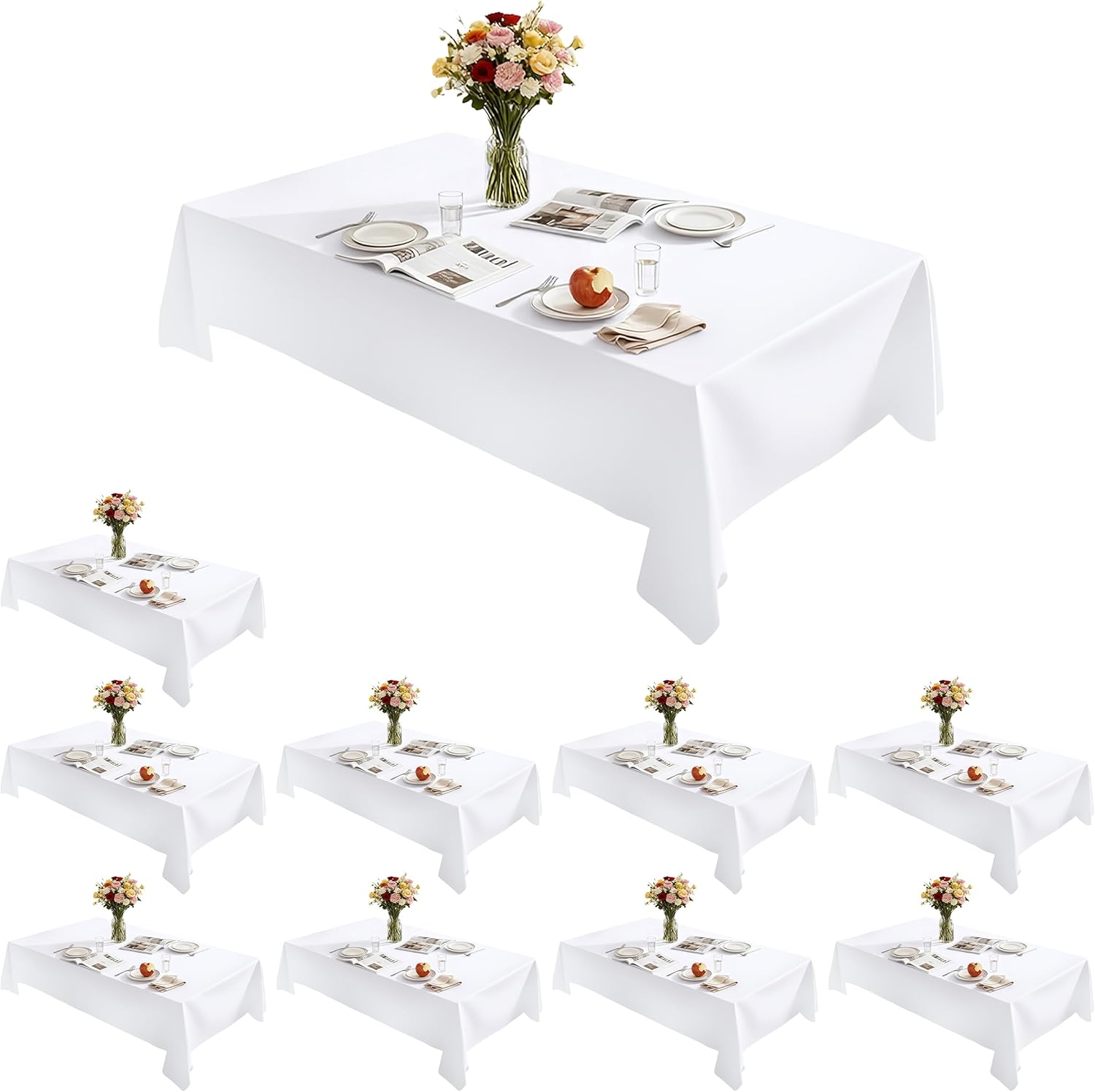 Thumbnail 5 de Lemict Rectangle Tablecloth 60" x 84" (Black) – Washable, Wrinkle-Free, 6 Pack