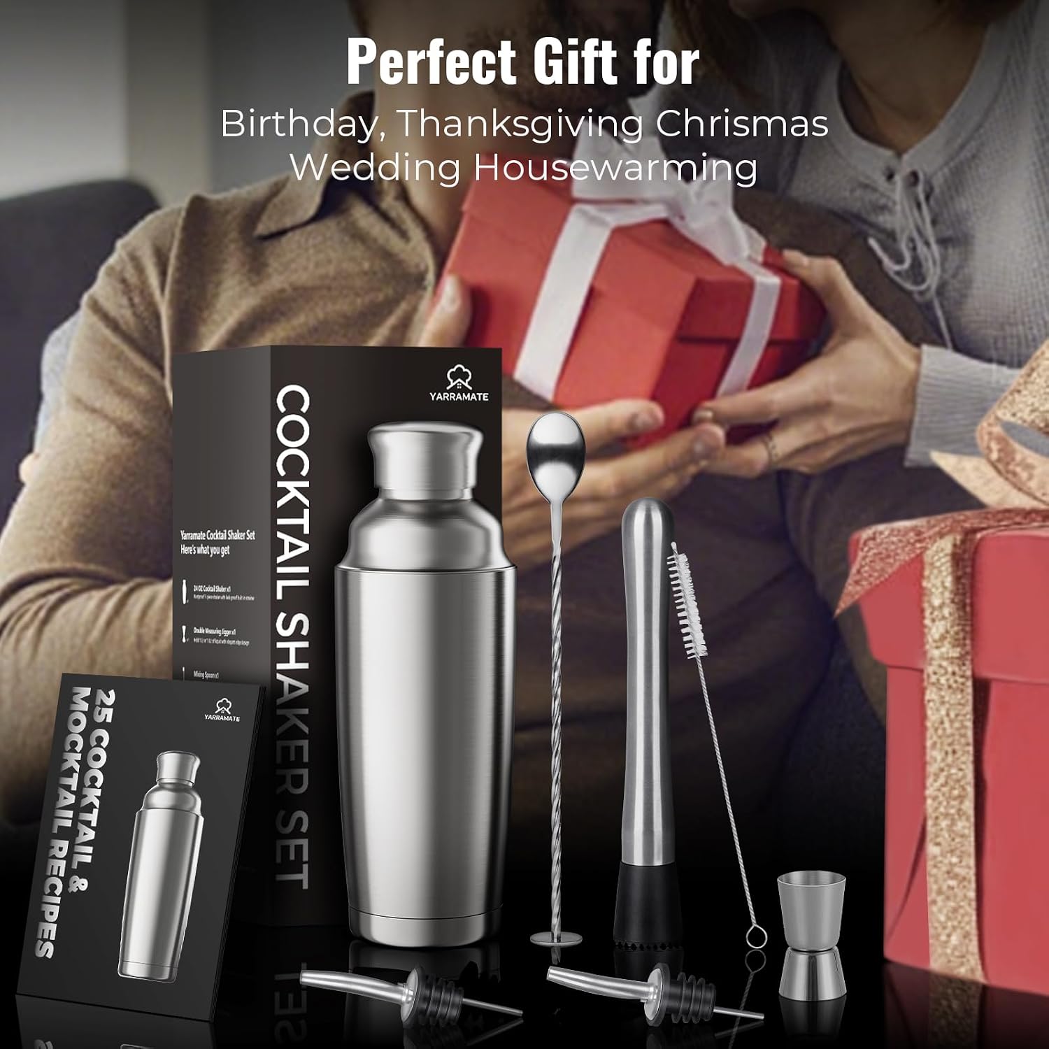Thumbnail 6 de YARRAMATE CSS-02-Silver Cocktail Shaker Set, 700 ml Insulated Stainless Steel