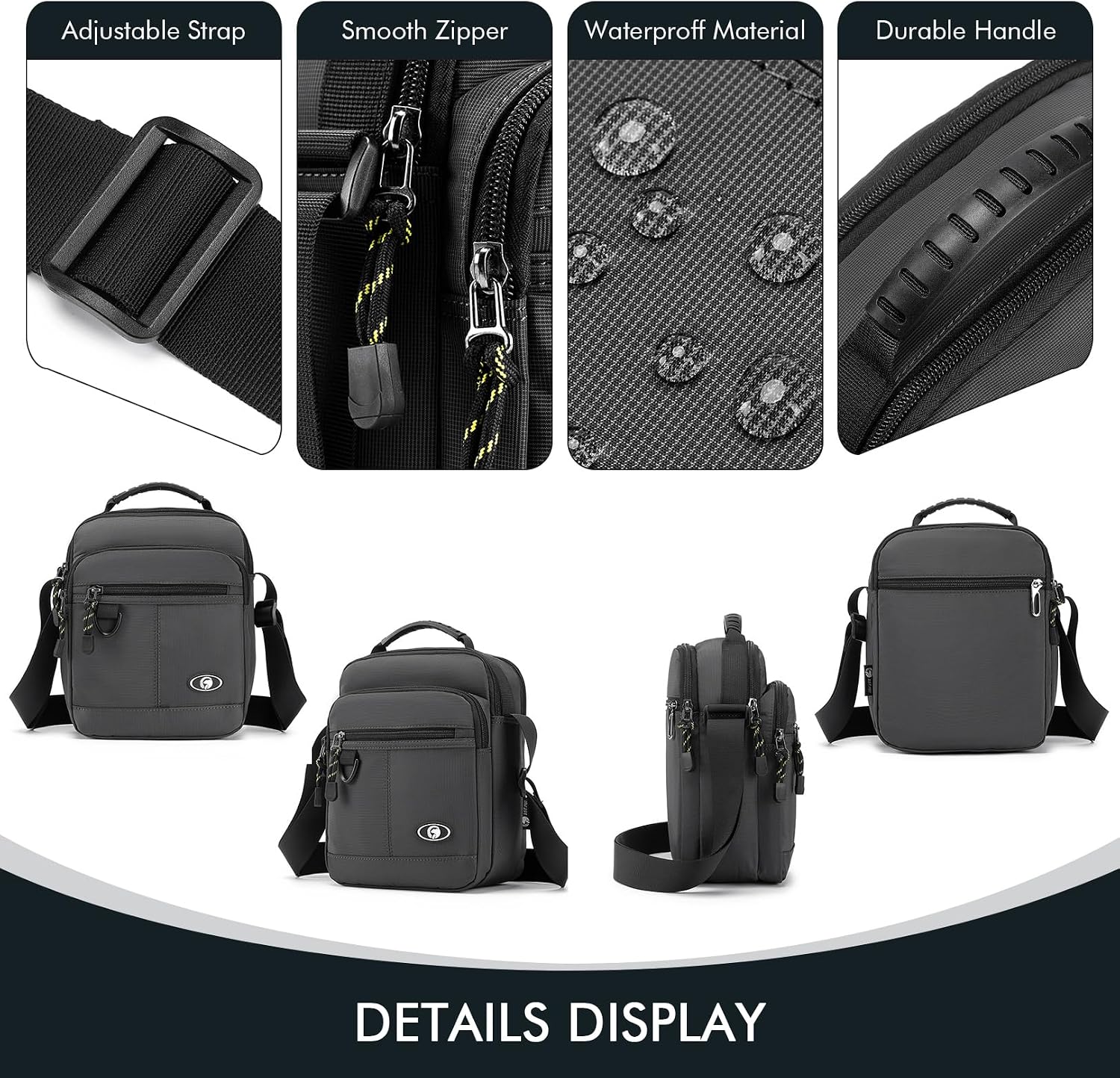 Thumbnail 4 de BAGZY Oxford Shoulder Bag for Men, 9.7-inch Tablet Fit, 150 cm Strap