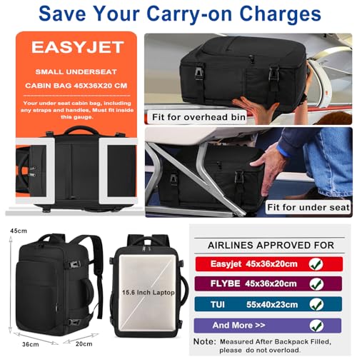 Thumbnail 1 de ENZOSUM Mochila de cabina 45x36x20 cm (30L) para avión y portátil 15.6" – Negro