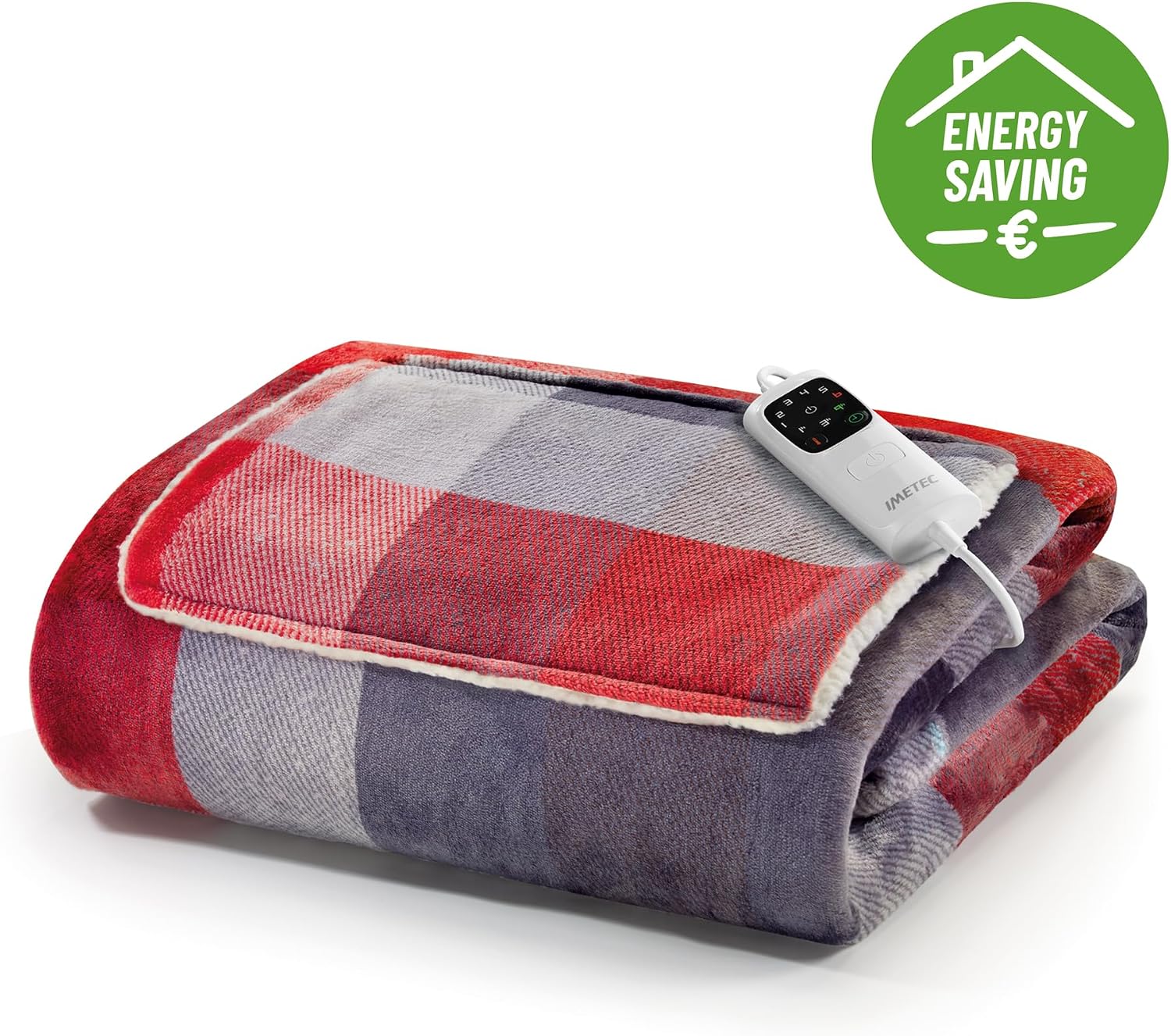 Thumbnail 1 de Imetec Couverture Chauffante Adapto Velvet Tartan 150x110 cm – plaid chauffant velours et sherpa