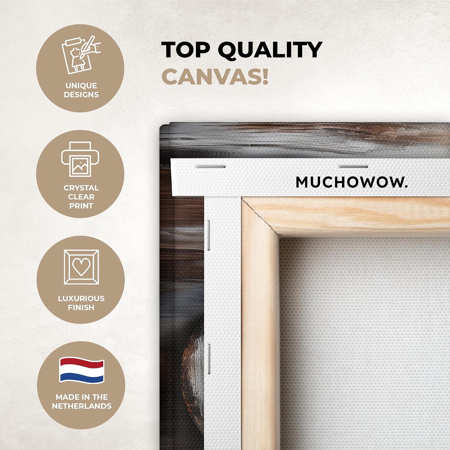 Thumbnail 1 de MuchoWow hart op canvas 20 x 30 cm, portretformaat met houten frame