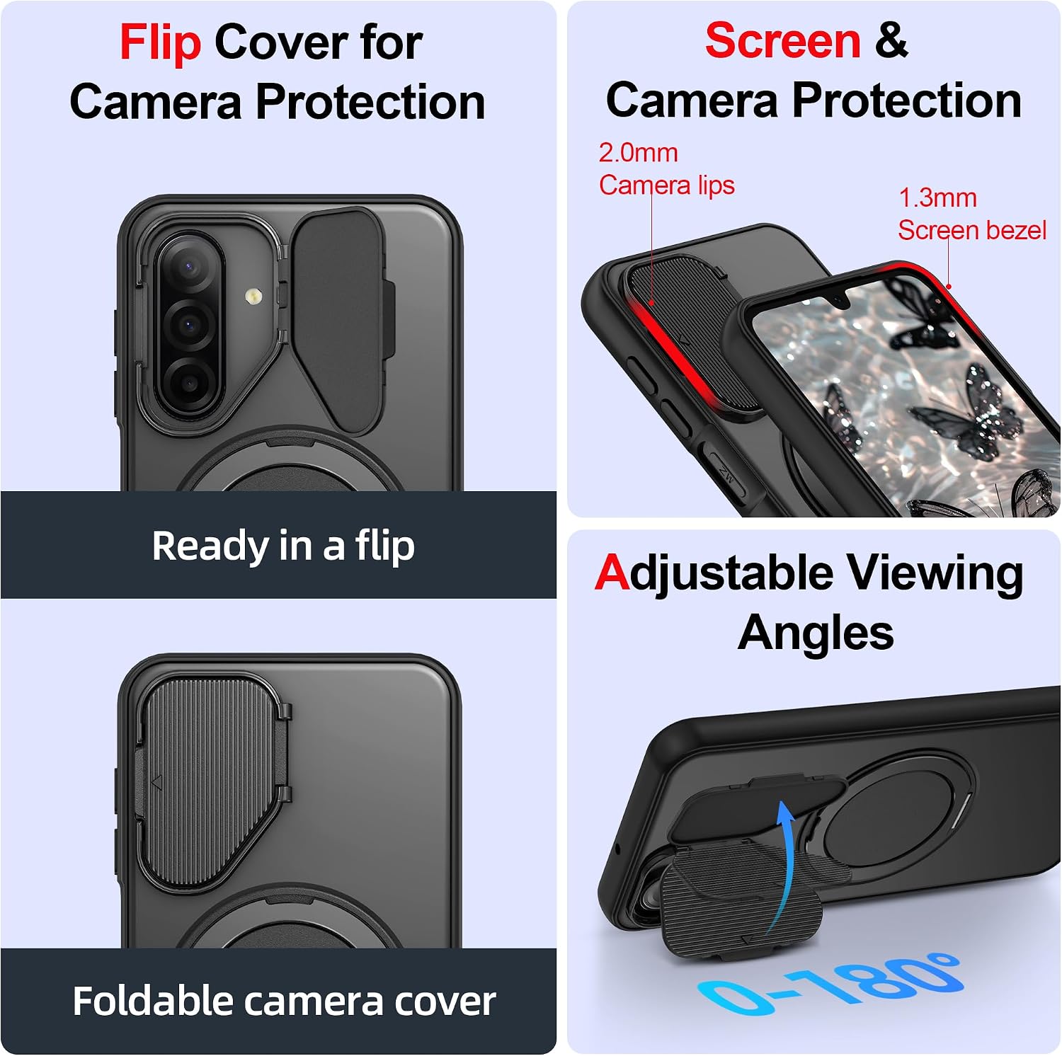 Thumbnail 2 de Gritup Galaxy A17/A16/A26 Case with 360° Stand, Camera Lens Cover & Screen Protectors