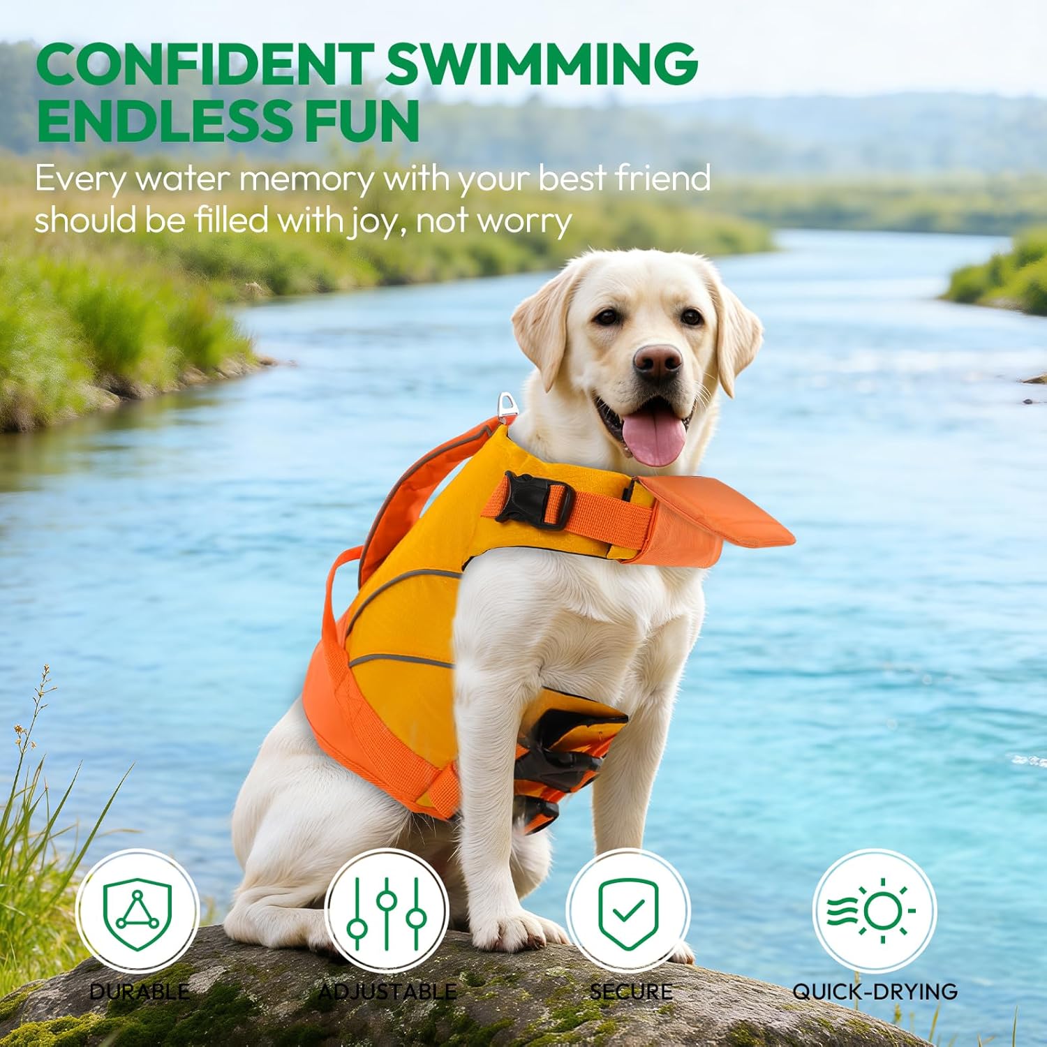 Thumbnail 1 de KONVINIT Salvagente per cani con mentoniera amovibile e maniglia di recupero