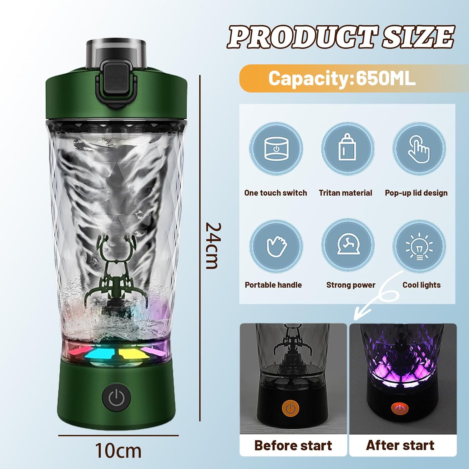 Thumbnail 2 de flintronic Elektrischer Protein Shaker 650ML – USB-C wiederaufladbar, 7000 U/min