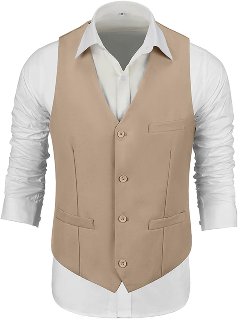 Detalle de Furuyal Men’s 3-Piece Slim Fit Suit Set (Two-Button Blazer + Vest + Pants) — Wedding, Business & Formal Wear