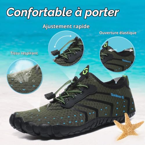 Detalle de Chaussures aquatiques Hanani Unisex – Séchage rapide, antidérapantes, vert EU42