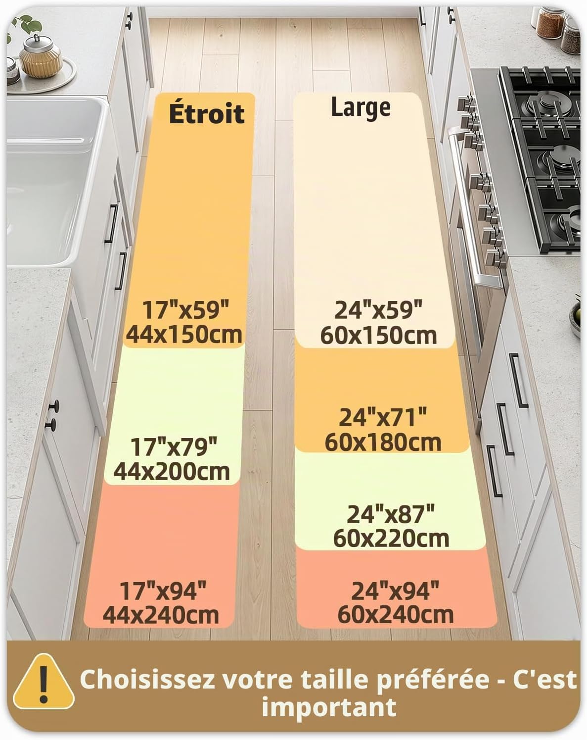 Thumbnail 1 de Tapis de Cuisine COLOR&GEOMETRY Antidérapant 60x180 cm – Confort et Nettoyage Facile