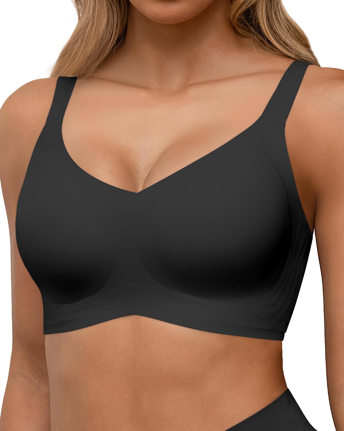 Detalle de HORISUN Damen-BH ohne Bügel „Comfy“ – nahtloser Push-Up Bralette mit breiten Trägern für größere Brüste