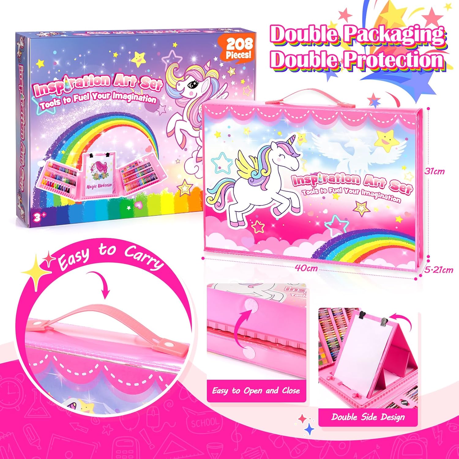 Thumbnail 2 de HappyGoLucky Unicorn Gifts for Girls – 208-Piece Art Set for Kids Aged 3–9