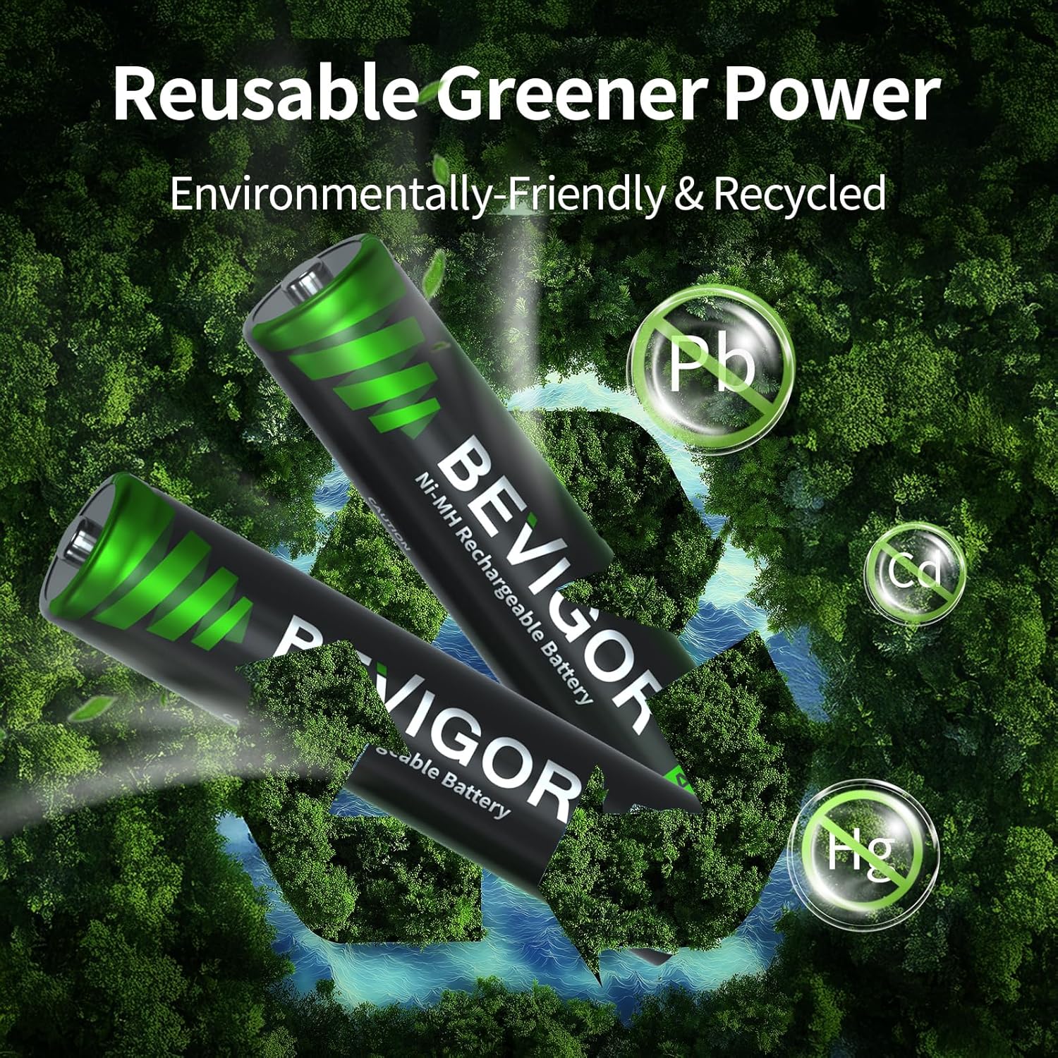 Detalle de BEVIGOR AAA 1100mAh 1.2V NiMH Akkus, 16 Stück vorgeladen – zuverlässige AAA‑Batterien mit hoher Kapazität