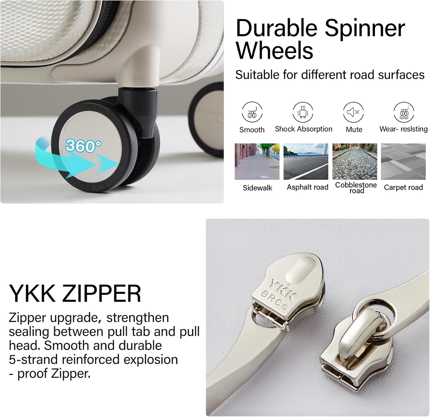 Thumbnail 4 de Hanke Suitcase Medium 24 Inch Front Opening Hard Shell with Lock and 4 Dual Spinners (Ivory White)