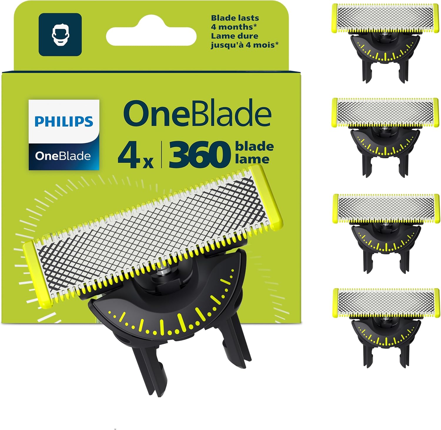 Detalle de Philips OneBlade 360 – Envie de lames de remplacement (QP440/50), pack de 4