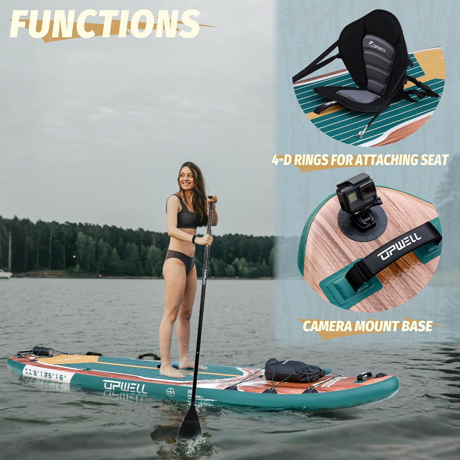 Detalle de UPWELL 11'6 Inflatable Paddle Board with 2-in-1 Paddle and Full Accessory Set