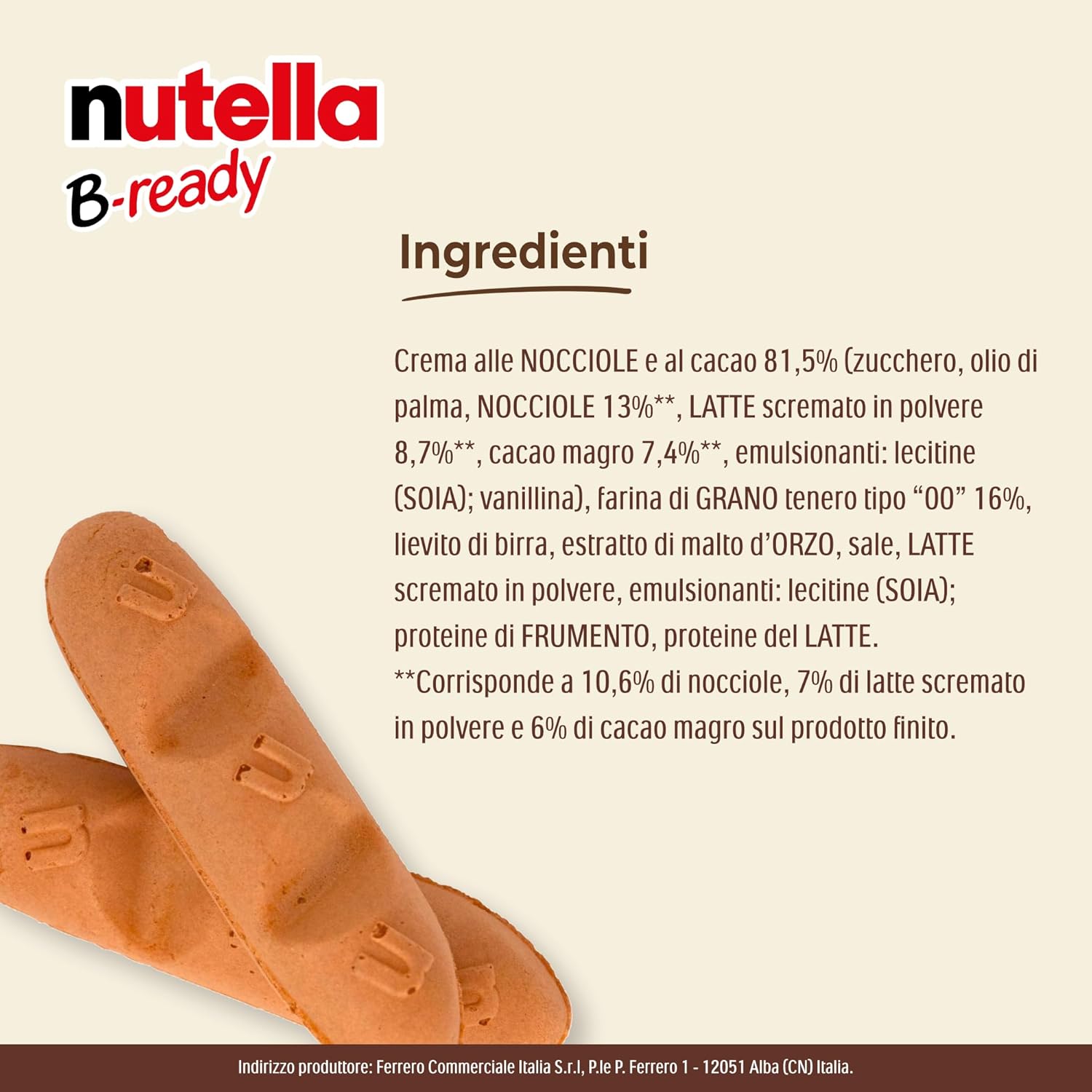 Thumbnail 1 de Nutella B-Ready, 32 Snack Dolci: croccante cialda di pane ripiena di Nutella
