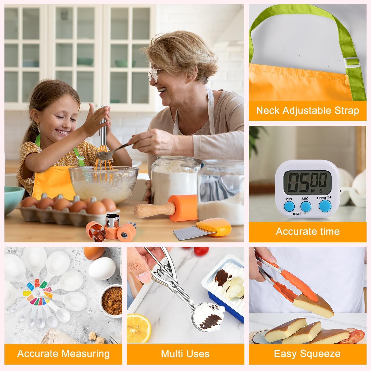 Detalle de Kids Real Cooking Set with Storage Case – 37-Piece Safe Kitchen Kit for Ages 3–8