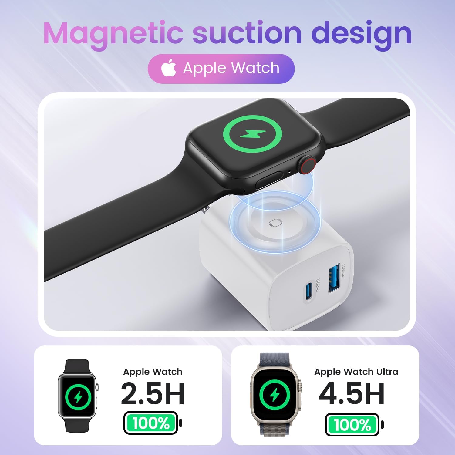 Thumbnail 1 de TOPADRE PD 20W USB C Charger Block for Apple Watch: 3-in-1 Magnetic Watch Pad with 20W USB-C and 18W USB-A