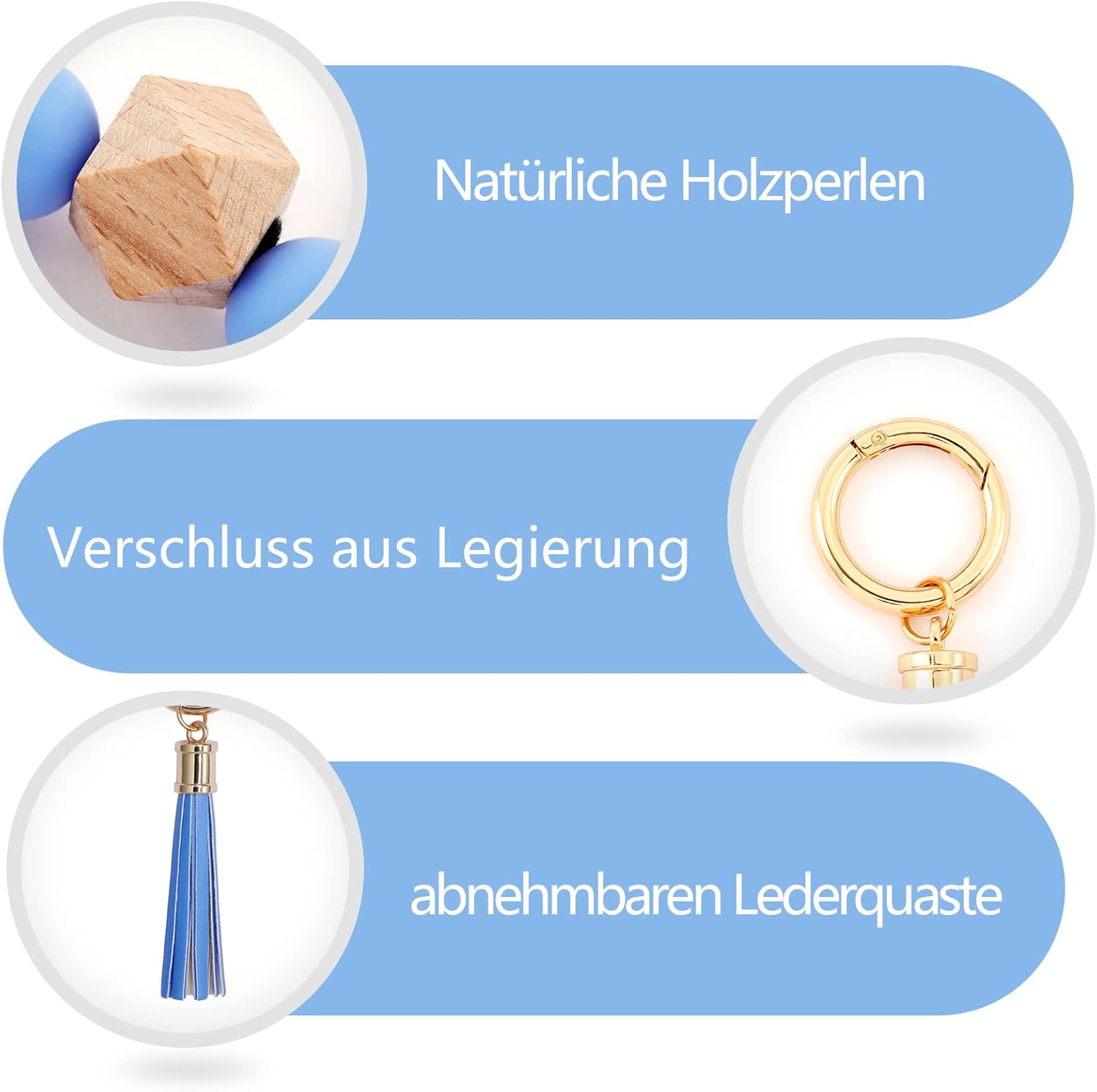 Thumbnail 4 de AOKSUNOVA Schlüsselanhänger Auto Armband – Perlenquaste & Lederquaste