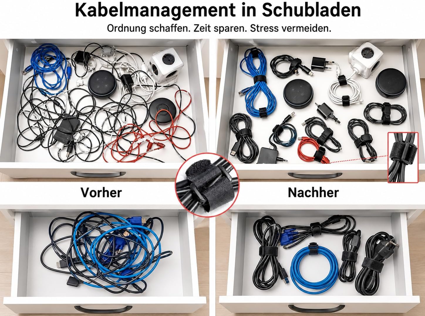 Thumbnail 5 de Hazarox 35 Stück Klett-Kabelbinder mit Schnallen – Wiederverwendbar, flexibel und vielseitig einsetzbar