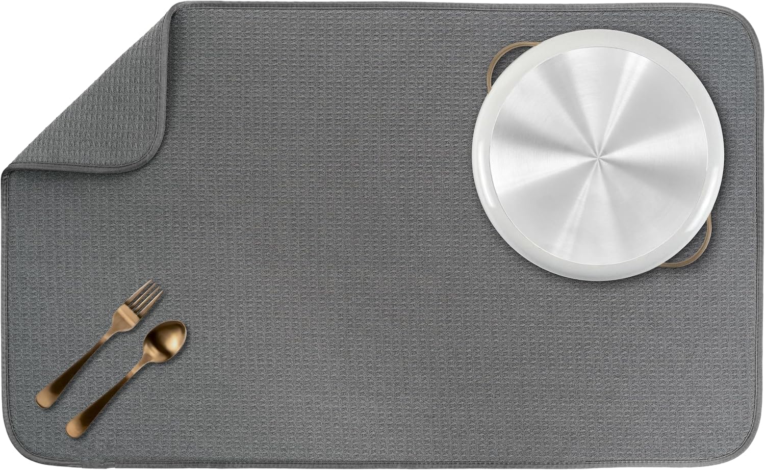 Detalle de S&T INC. 18" x 30" Jumbo Microfiber Dish Drying Mat, Charcoal Grey