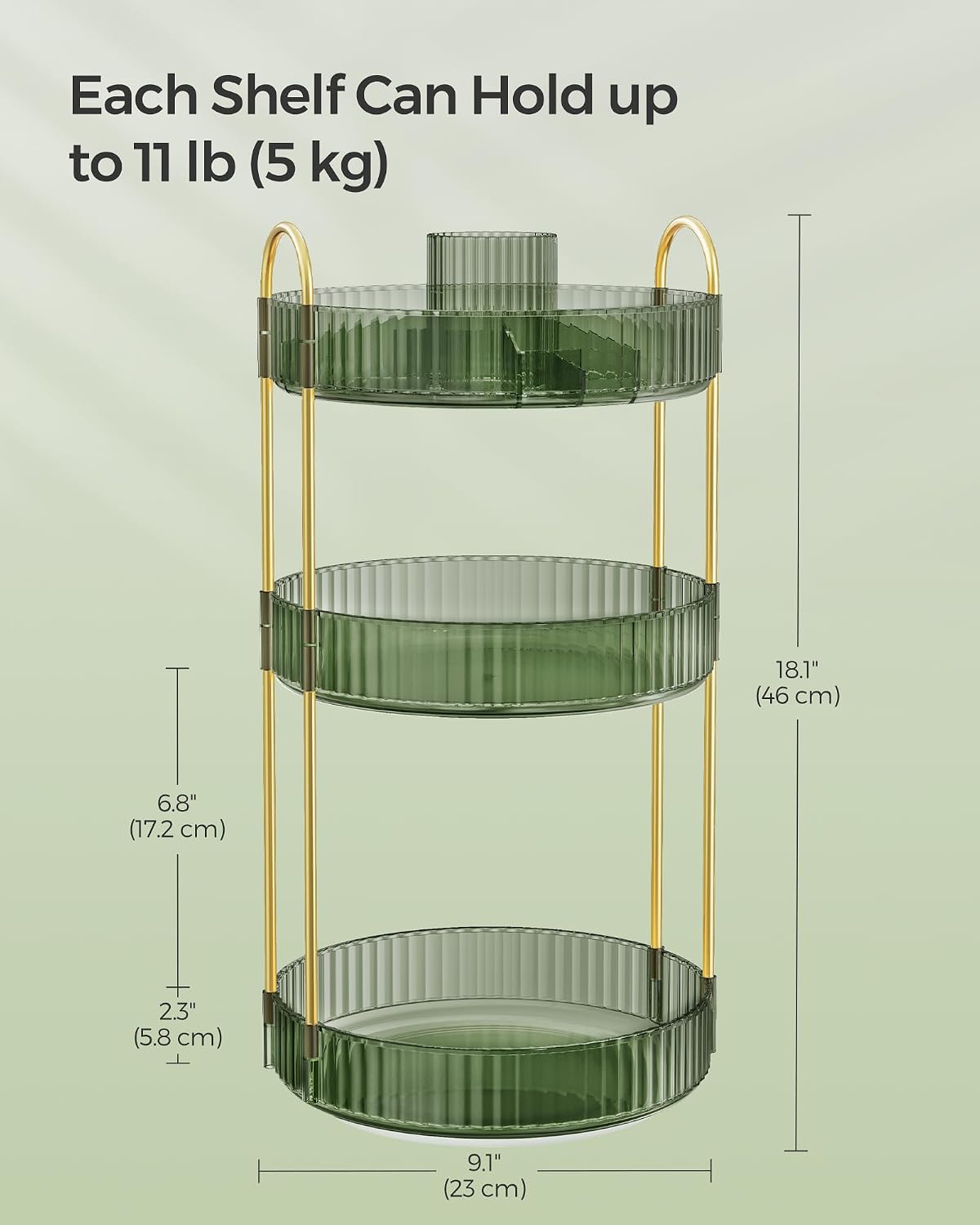 Thumbnail 4 de SONGMICS Makeup Organiser Rotating 3-Tier