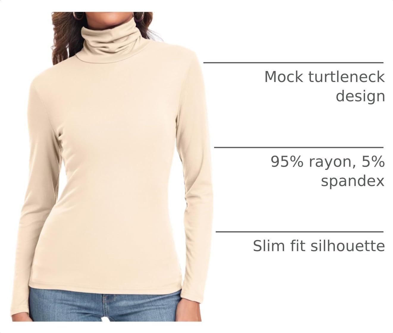 Detalle 2 de Women's Long Sleeve Casual Lightweight Turtleneck Top Slim Fit ⛅