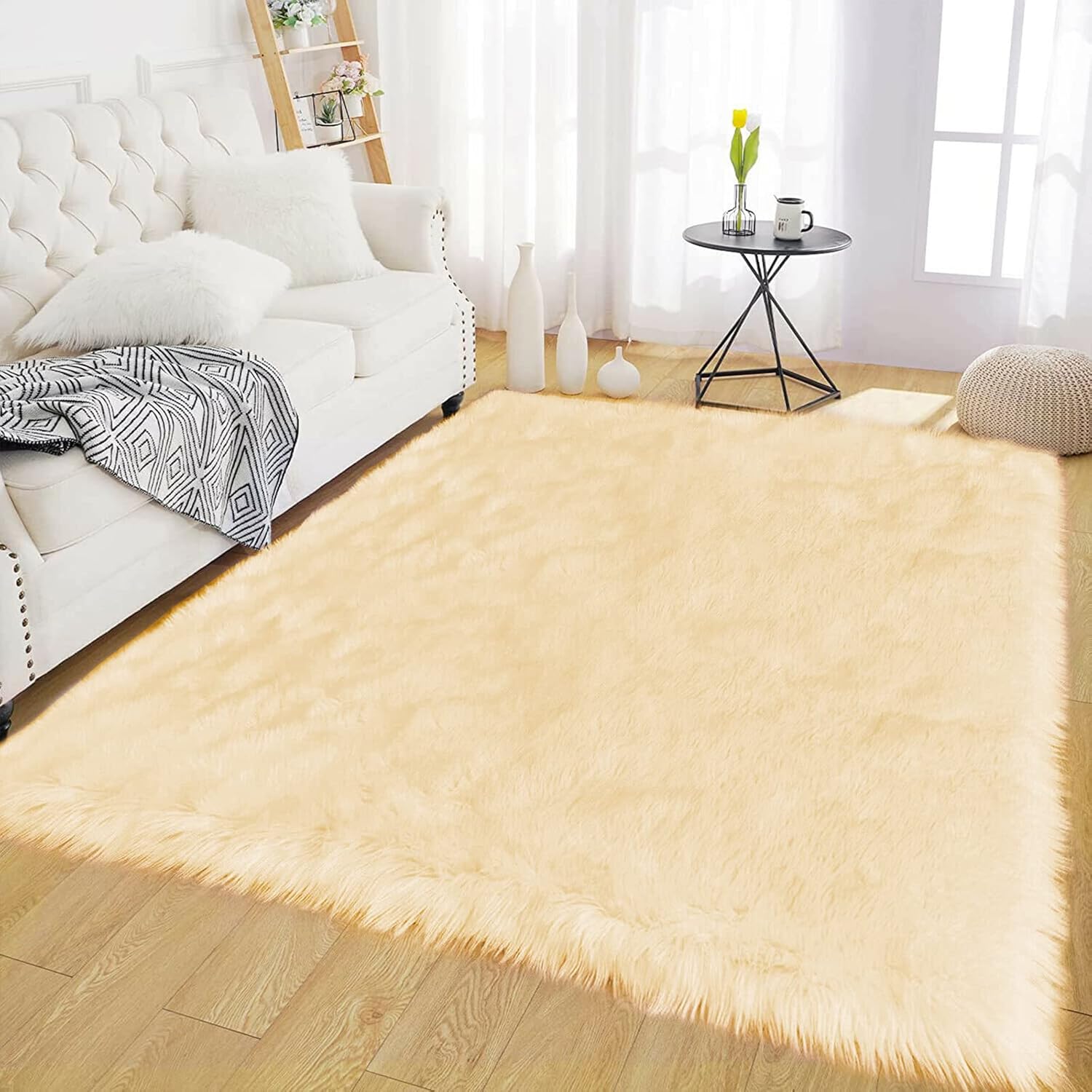 Detalle de Latepis Boho Area Rugs 5x7 Plush Yellow Fluffy Rug
