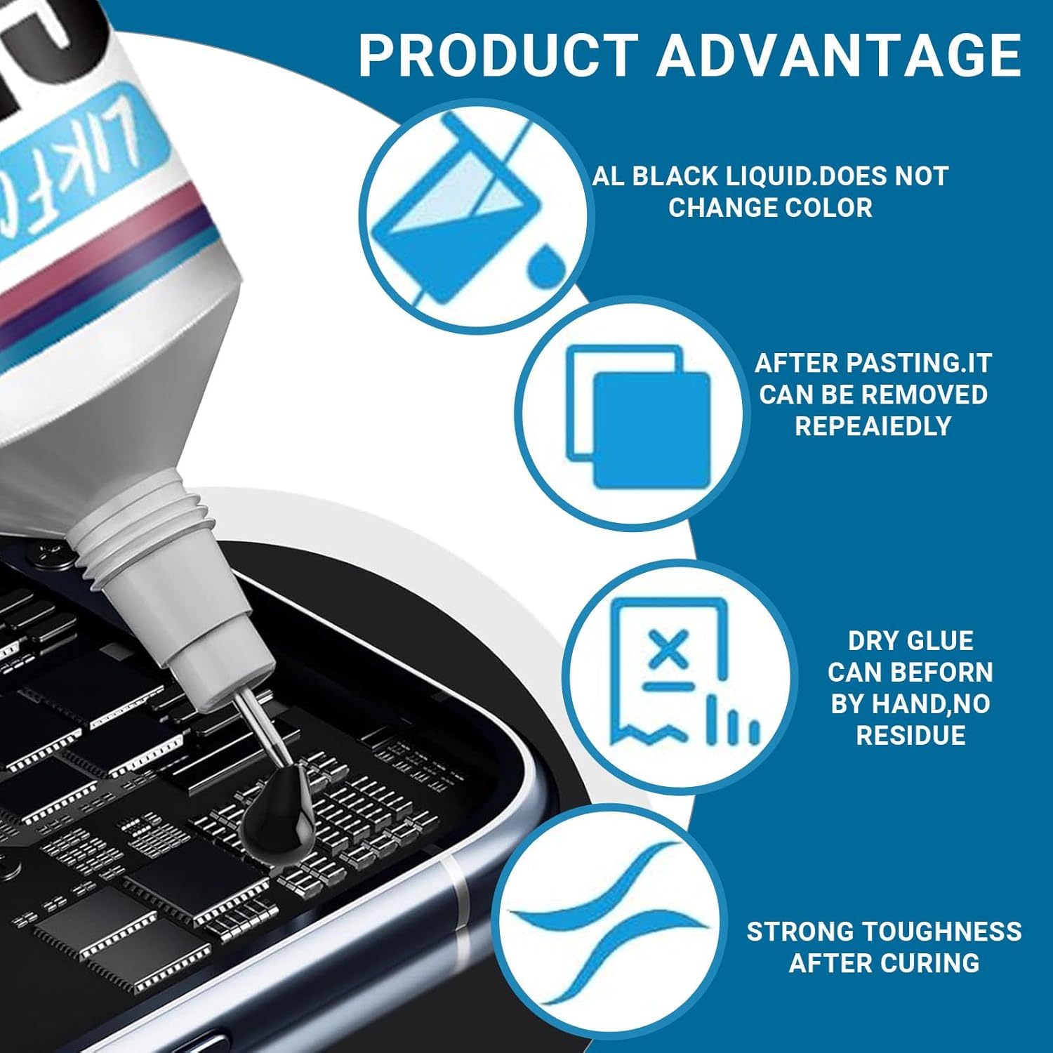 Thumbnail 1 de LIKFCBOND 2 Pièces 15ML Colle Écran Smartphone – Kit réparation précis et flexible