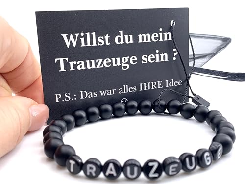 Detalle 2 de ONDEGO Armband TRAUZEUGE ONYX Naturstein schwarz matt – S Größe, personalisiert Herren