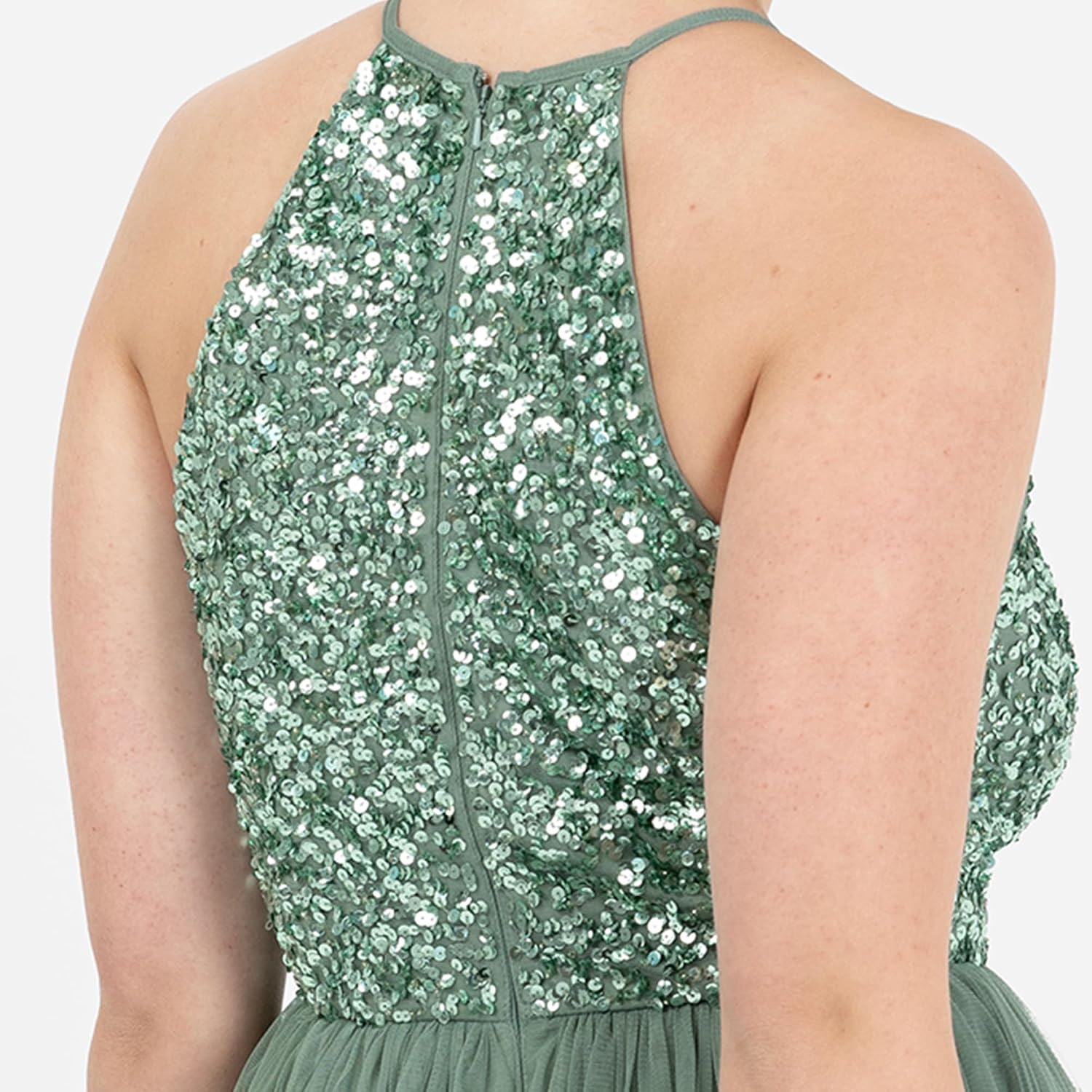 Detalle 2 de Abendkleid mit Pailletten und Tüll – elegantes Maxi-Kleid für Hochzeiten und Festlichkeiten