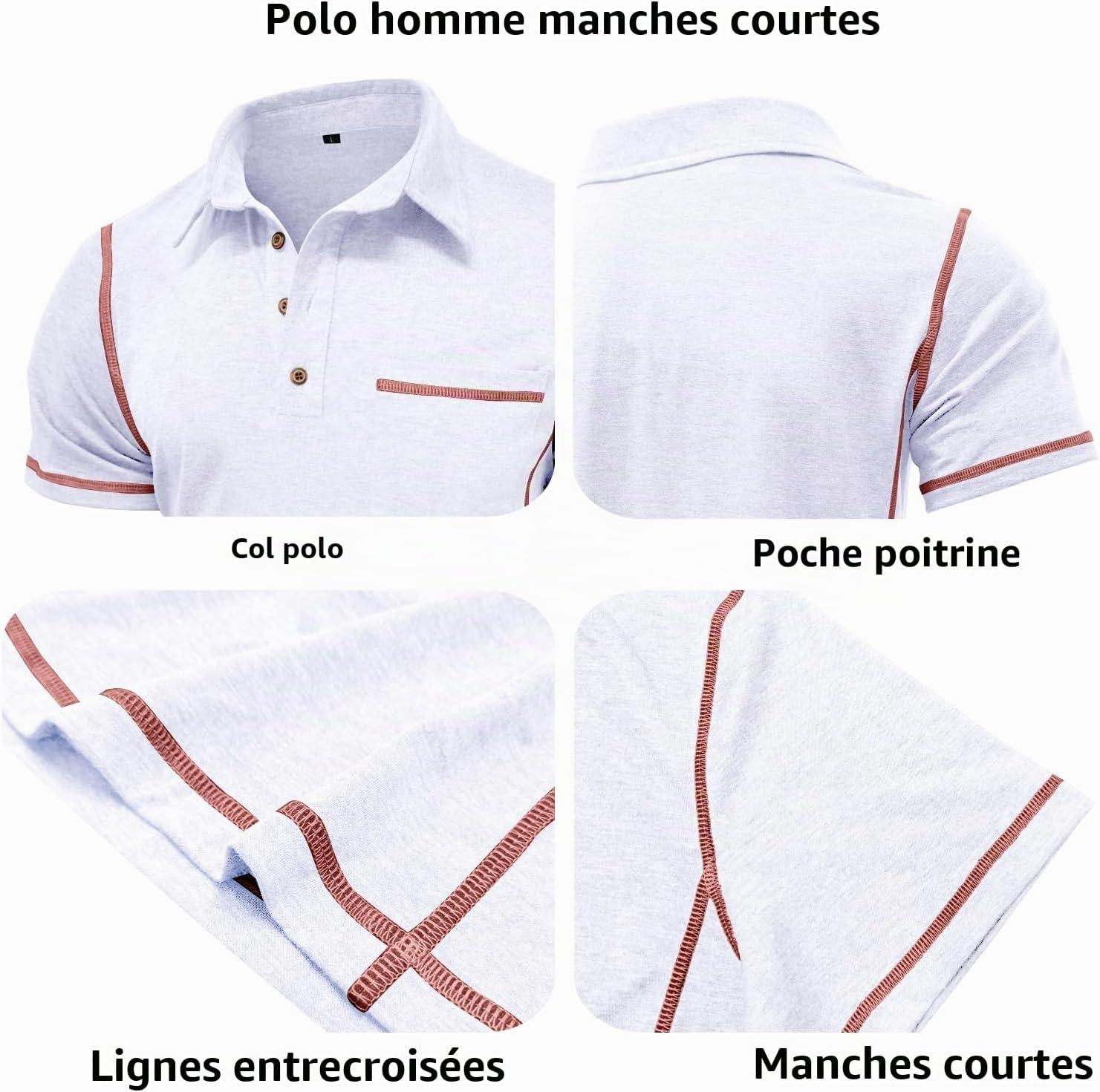 Thumbnail 3 de LAOARA poloshirt voor heren, slim fit met korte mouwen en knoopsluiting