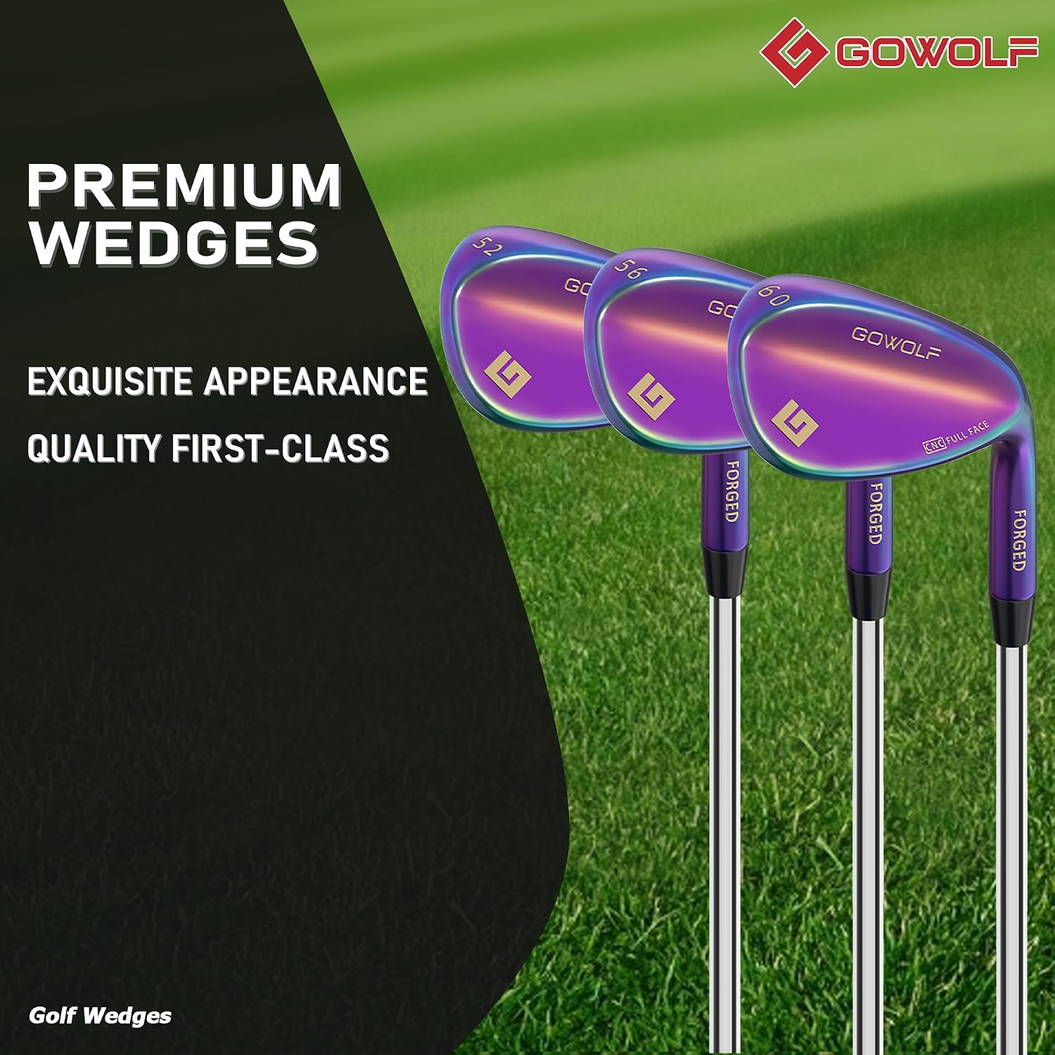 Thumbnail 1 de Gowolf Forged CNC-Milled Golf Wedges (50–60 plus 69) — Right-Hand Full-Face Spin Control
