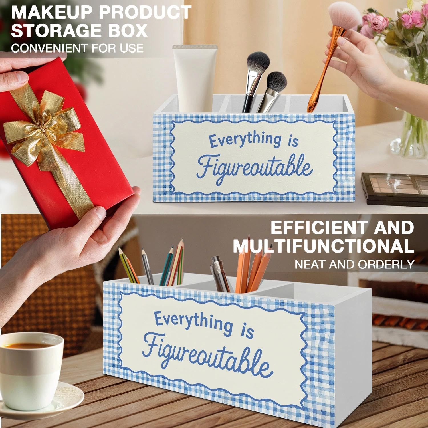 Thumbnail 4 de LIANGEAGOM Wooden Desk Organizer