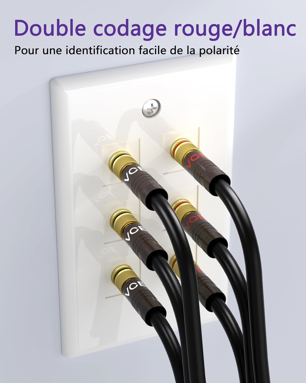 Detalle de VCELINK Fiches Banane Premium Plaquées Or 24K à double vis (8 pièces) – sortie HiFi fiable