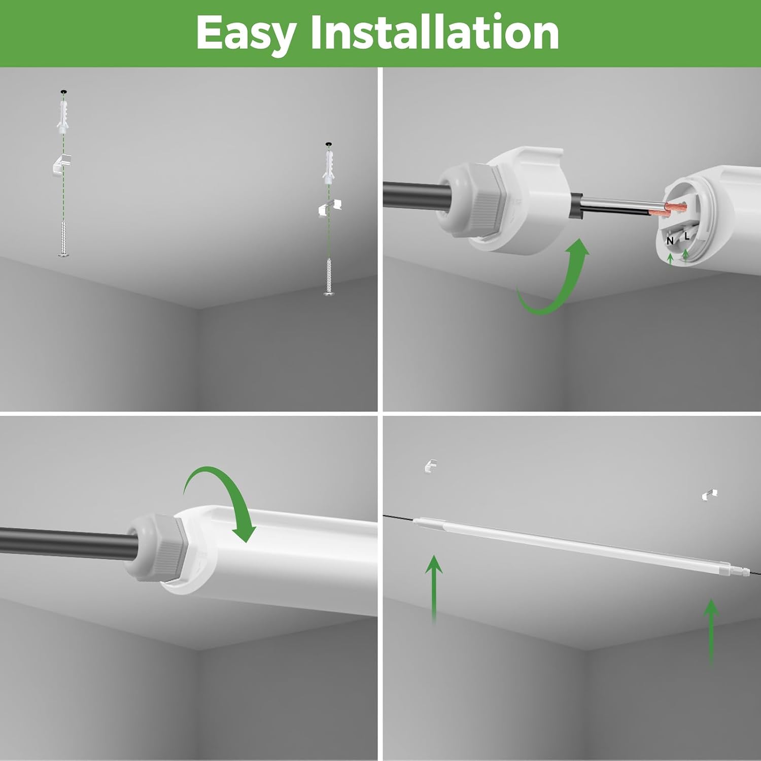 Thumbnail 6 de Zemty 4FT LED Batten Lights 36W 3960LM (IP65, 3CCT selectable) for shed, garage and workshop