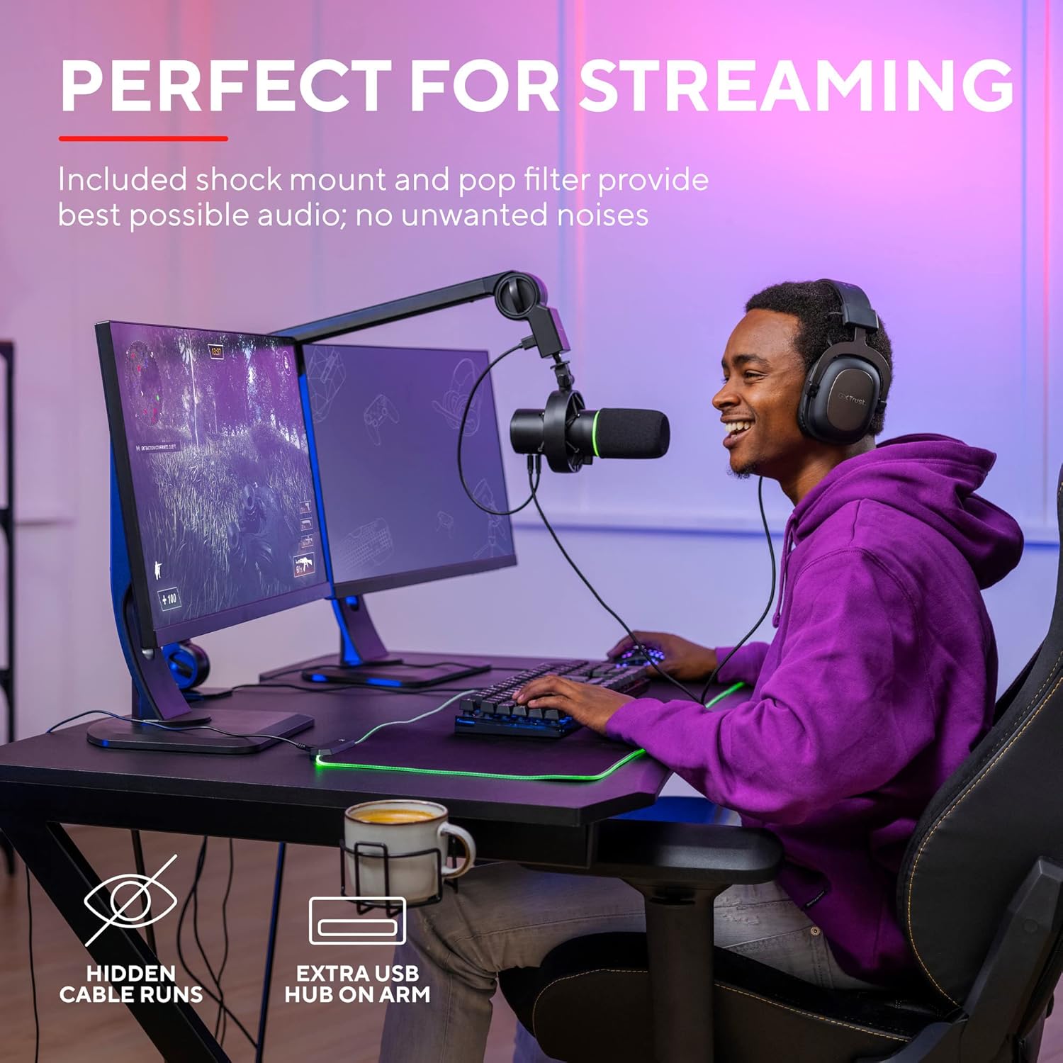 Thumbnail 3 de Trust Gaming GXT 255+ Onyx Professional Microphone with Arm