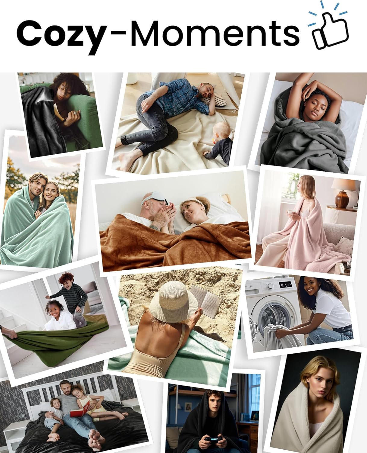 Thumbnail 4 de blunique Black Lightweight Fleece Blanket (King, 104x90 inches) – soft, cosy and easy to care for