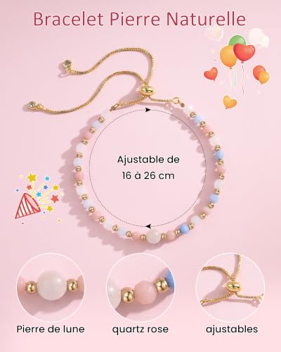 Thumbnail 2 de Seyaa Bracelet Pierre Naturelle – Cadeau Anniversaire Fille 8–12 ans (Pierre de Lune)