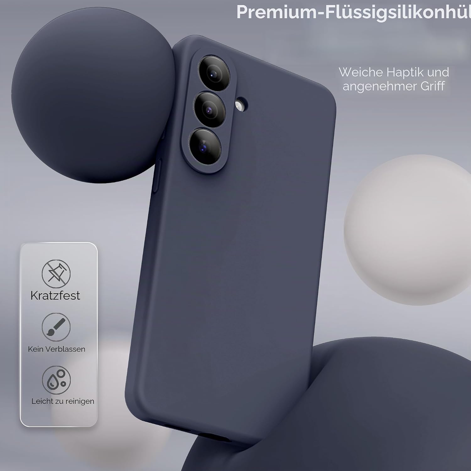 Detalle de INGIDO Hülle für Samsung Galaxy S26 Plus – Liquid Silikon Schutzhülle mit Kameraschutz, Mitternachtsblau (6,7 Zoll, 2026)