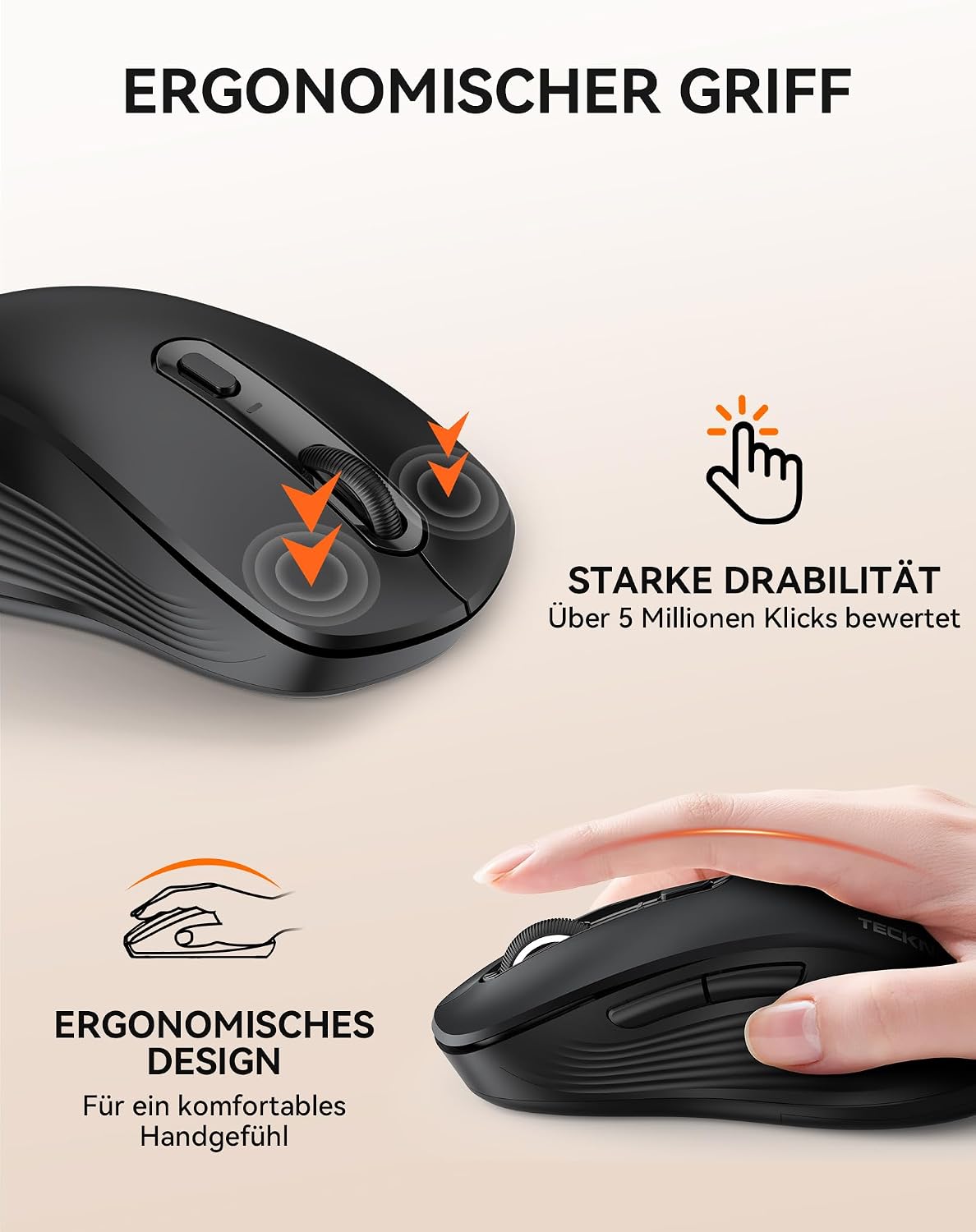 Thumbnail 5 de TECKNET Bluetooth Maus Tri-Modus 4800 DPI