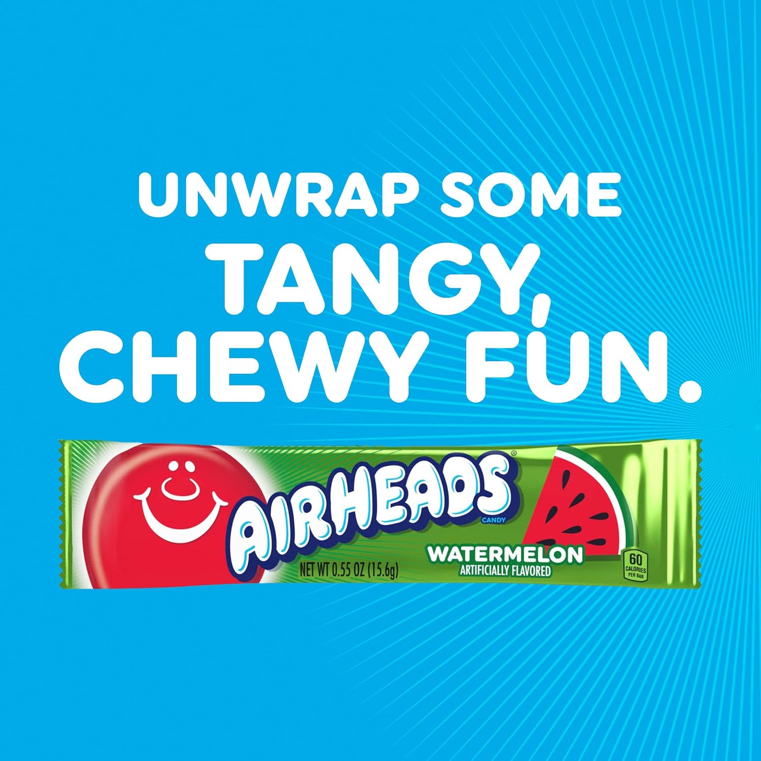 Detalle de Airheads 73390002039 Watermelon Taffy Bars, 36 Individually Wrapped