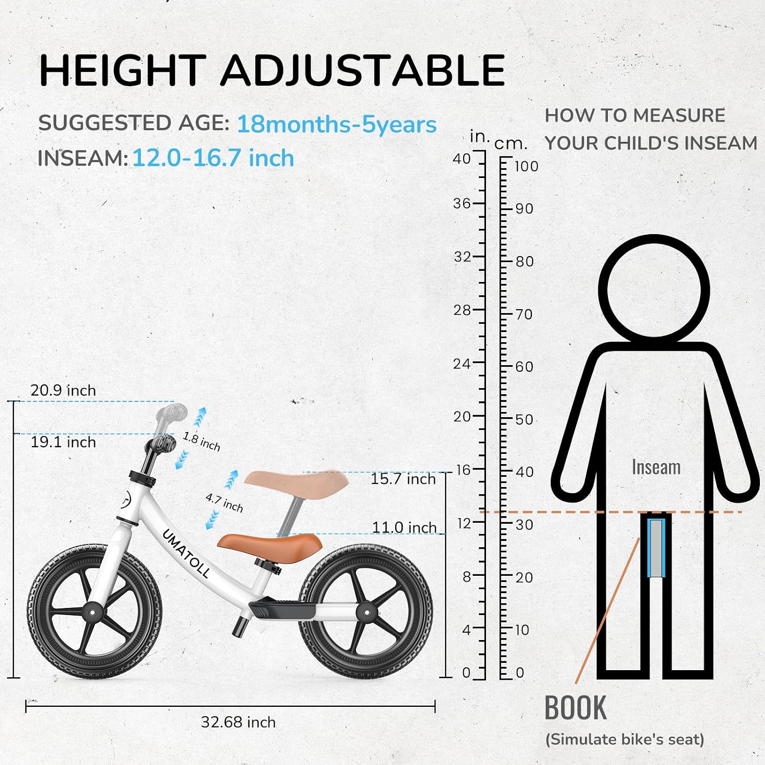 Thumbnail 2 de Umatoll Toddler Balance Bike: No-Pedal Learn-to-Balance for Ages 18 Months to 5 Years