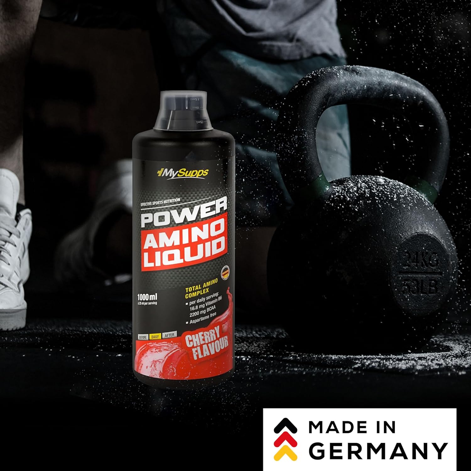 Thumbnail 1 de My Supps Power Amino Liquid 1000 ml Kirsche – flüssiger Aminosäuren-Komplex mit BCAA, EAA & Vitamin B6